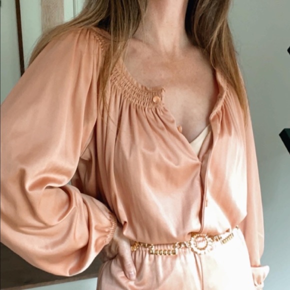 SOLD Vintage 70s pant set, rose gold - Picture 3 of 7